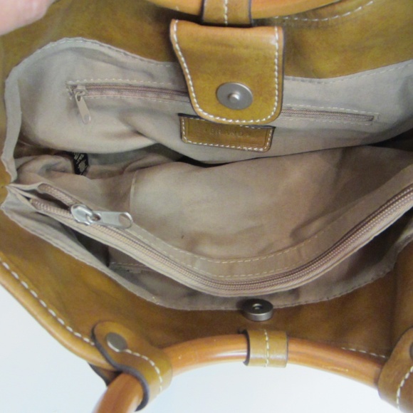 Relic Brand Woven Patchwork Floral Bamboo Handled Summer Handbag Snap Closure - Picture 2 of 13